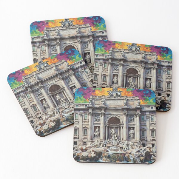 Item preview, Trevi Fountain Rome Colorful Acrylic Pour Palette Knife Art designed and sold by GymTanLaundry.