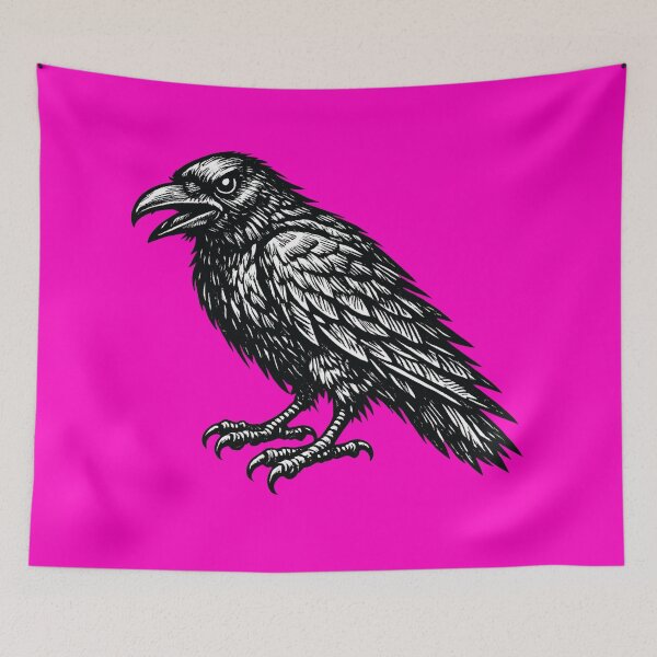 Item preview, Retro Woodcut Crow Illustration – Bold Black & White Gothic Bird Art designed and sold by Analog Aura .