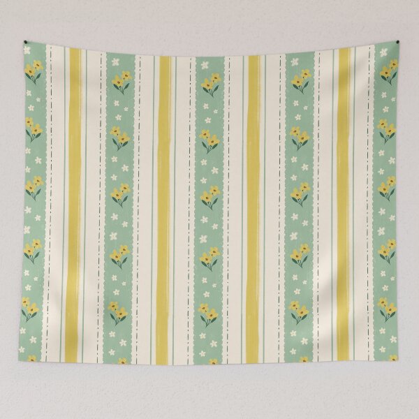 Item preview, Butter Mint Vintage Wildflower Stripe Pattern designed and sold by MoonwillowArt.