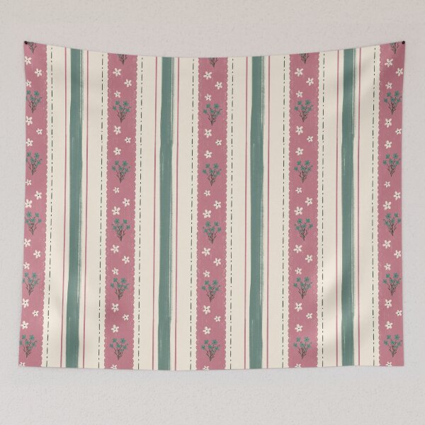 Item preview, Clover Blush Vintage Wildflower Stripe Pattern designed and sold by MoonwillowArt.