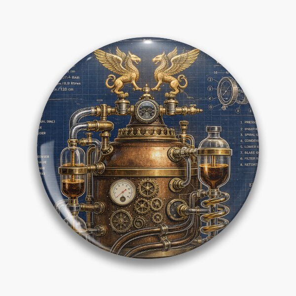 Item preview, Steampunk Espresso Alchemy Machine Blueprint designed and sold by The Visual Syllabus.