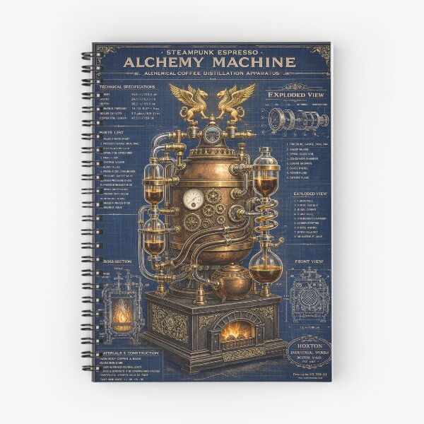 Item preview, Steampunk Espresso Alchemy Machine Blueprint designed and sold by The Visual Syllabus.