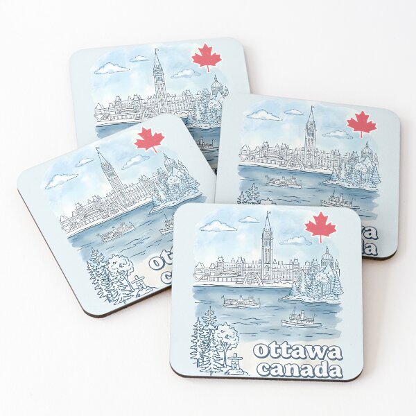 Item preview, Ottawa Canada Minimalist Skyline Blue Landscape Artistic Drawing designed and sold by HowToCanadian.