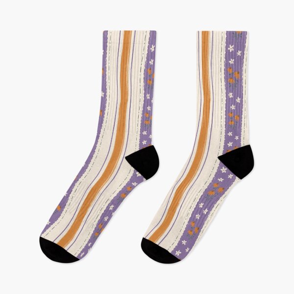 Item preview, Marigold Lavender Vintage Wildflower Stripe Pattern designed and sold by MoonwillowArt.