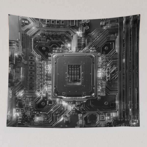 Item preview, Futuristic Circuit Board Motherboard Tech Black and White Digital Art for Mens designed and sold by lematworks.