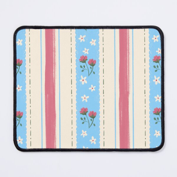 Item preview, Rosebud Blue Vintage Wildflower Stripe Pattern designed and sold by MoonwillowArt.