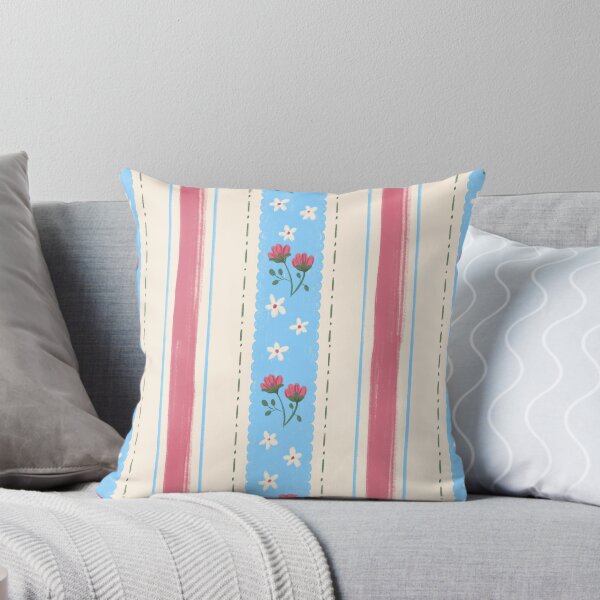 Item preview, Rosebud Blue Vintage Wildflower Stripe Pattern designed and sold by MoonwillowArt.
