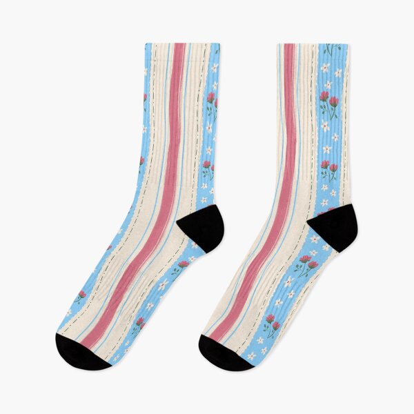 Item preview, Rosebud Blue Vintage Wildflower Stripe Pattern designed and sold by MoonwillowArt.