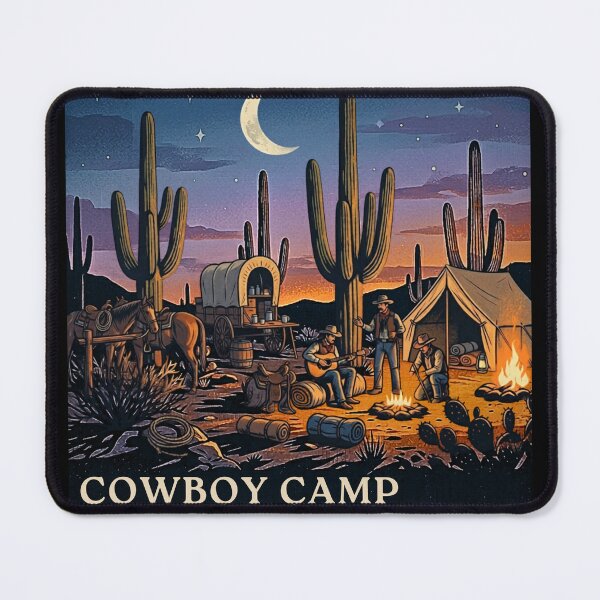 Item preview, Cowboy Camp Desert Wilderness Vintage Western Poster designed and sold by Dust And Doom.