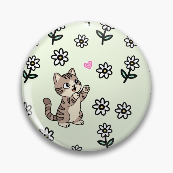 Item preview, Cute Kitten and Ditsy Daisy Floral Pattern On Sage Green Background  designed and sold by Blupunk.