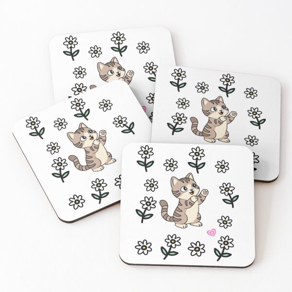 Item preview, Cute Kitten and Ditsy Daisy Floral Pattern On Sage Green Background  designed and sold by Blupunk.