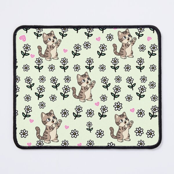 Item preview, Cute Kitten and Ditsy Daisy Floral Pattern On Sage Green Background designed and sold by Blupunk.