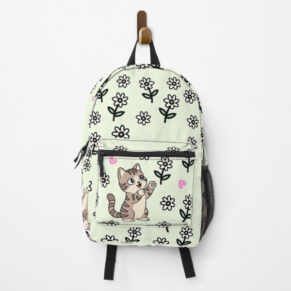 Item preview, Cute Kitten and Ditsy Daisy Floral Pattern On Sage Green Background designed and sold by Blupunk.
