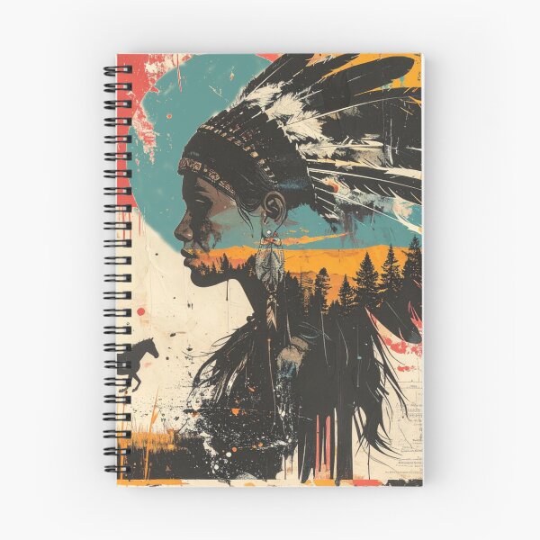 Item preview, Indigenous Woman Collage with Horse and Trees designed and sold by thelivingrp.