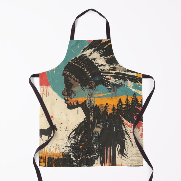 Item preview, Indigenous Woman Collage with Horse and Trees designed and sold by thelivingrp.