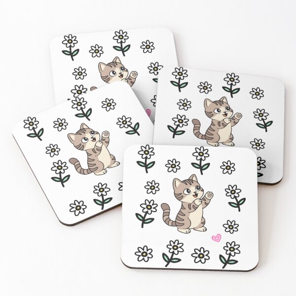 Item preview, Cute Kitten and Ditsy Daisy Floral Pattern On Soft Lavender Background  designed and sold by Blupunk.