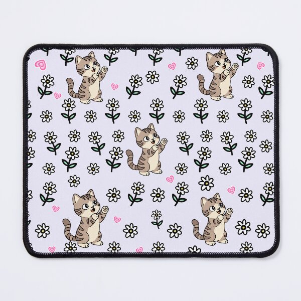 Item preview, Cute Kitten and Ditsy Daisy Floral Pattern On Soft Lavender Background designed and sold by Blupunk.