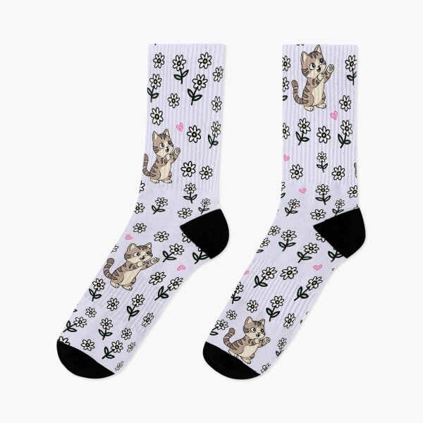 Item preview, Cute Kitten and Ditsy Daisy Floral Pattern On Soft Lavender Background  designed and sold by Blupunk.