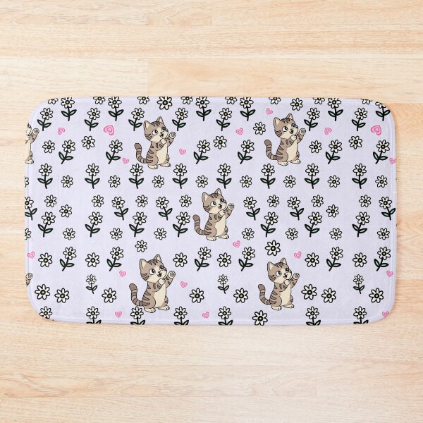 Item preview, Cute Kitten and Ditsy Daisy Floral Pattern On Soft Lavender Background  designed and sold by Blupunk.
