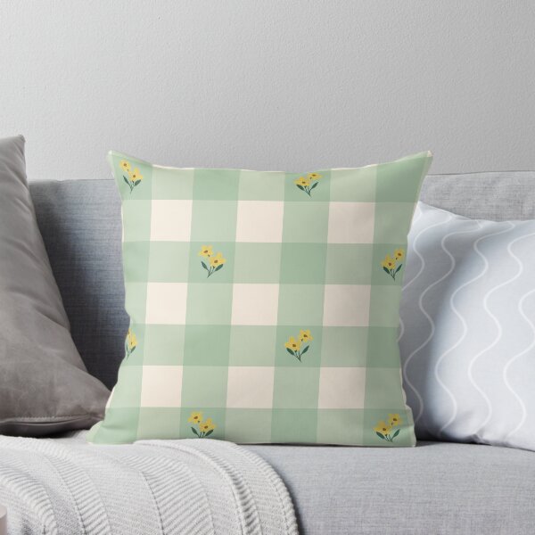 Item preview, Sage Gingham Wildflower Pattern designed and sold by MoonwillowArt.