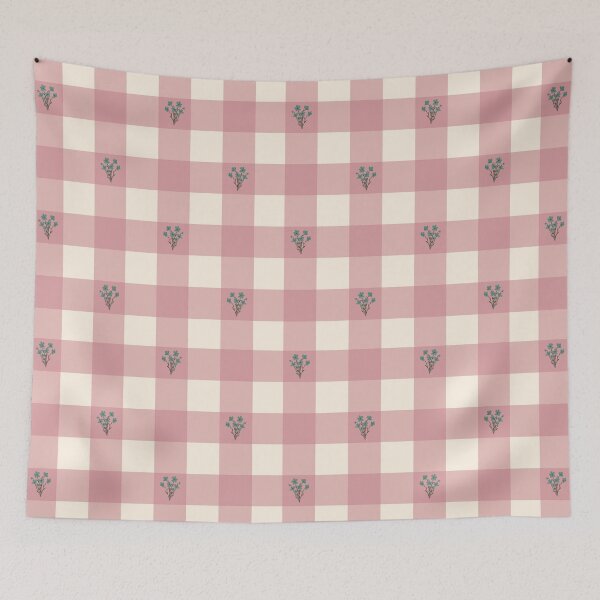 Item preview, Blush Pink Gingham Wildflower Pattern designed and sold by MoonwillowArt.