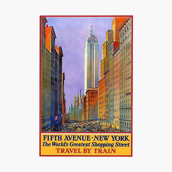 Vintage Travel Poster - 5th Avenue New York Photographic Print