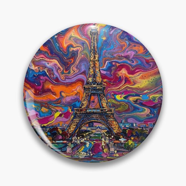 Artikelvorschau, Eiffelturm Paris Bunte Acryl-Gießkunst mit Spachteltechnik entworfen und verkauft von GymTanLaundry.