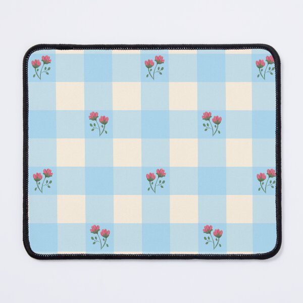 Item preview, Rosebud Blue Gingham Wildflower Pattern designed and sold by MoonwillowArt.