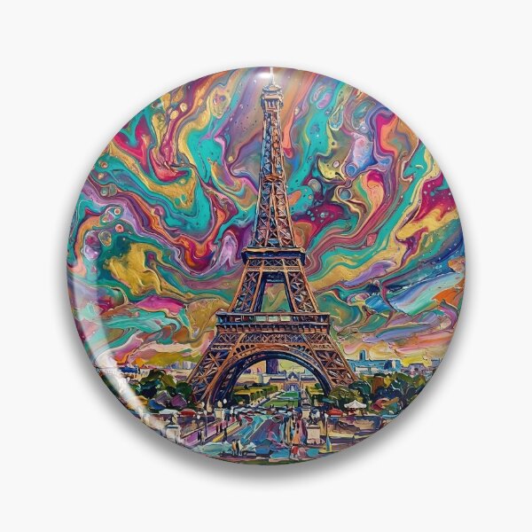 Artikelvorschau, Eiffelturm Paris Bunte Acryl-Gießkunst mit Spachteltechnik entworfen und verkauft von GymTanLaundry.