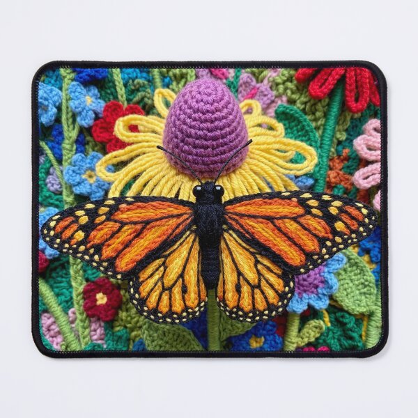 Item preview, Yarn Monarch Butterfly on Yarn Cone Flower designed and sold by Tridentulus.