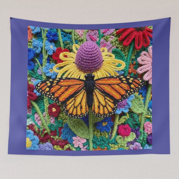 Item preview, Yarn Monarch Butterfly on Yarn Cone Flower designed and sold by Tridentulus.