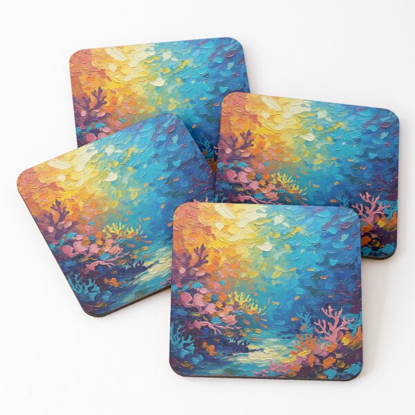 Item preview, Coral Reef Colorful Acrylic Pour Palette Knife Art designed and sold by GymTanLaundry.