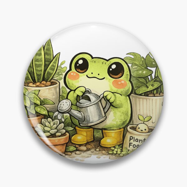 Item preview, Cute Frog Watering Garden – Whimsical Fantasy Frog Plant Lover Sticker designed and sold by Ortegan90.