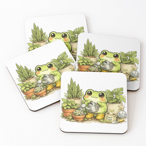 Item preview, Cute Frog Watering Garden – Whimsical Fantasy Frog Plant Lover Sticker designed and sold by Ortegan90.