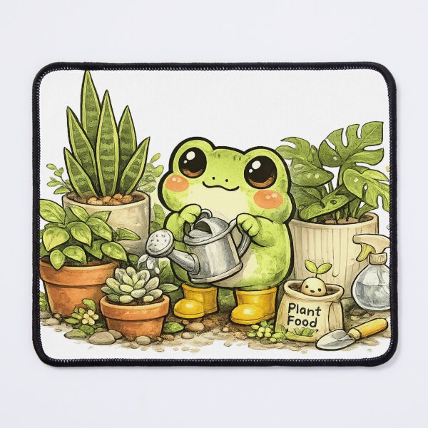 Item preview, Cute Frog Watering Garden – Whimsical Fantasy Frog Plant Lover Sticker designed and sold by Ortegan90.