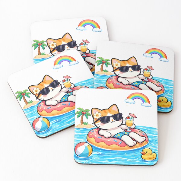 Item preview, Donut Float Pool Cat designed and sold by Halcyonity.