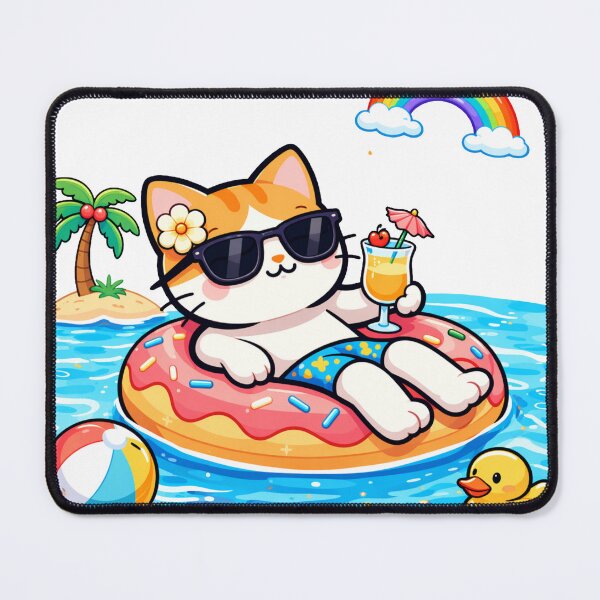 Item preview, Donut Float Pool Cat designed and sold by Halcyonity.