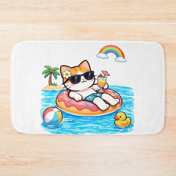 Item preview, Donut Float Pool Cat designed and sold by Halcyonity.
