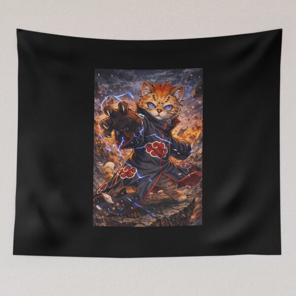 Item preview, Dark Lightning Ninja Cat Anime Style Power Warrior Design designed and sold by VibeFactoryOfc.
