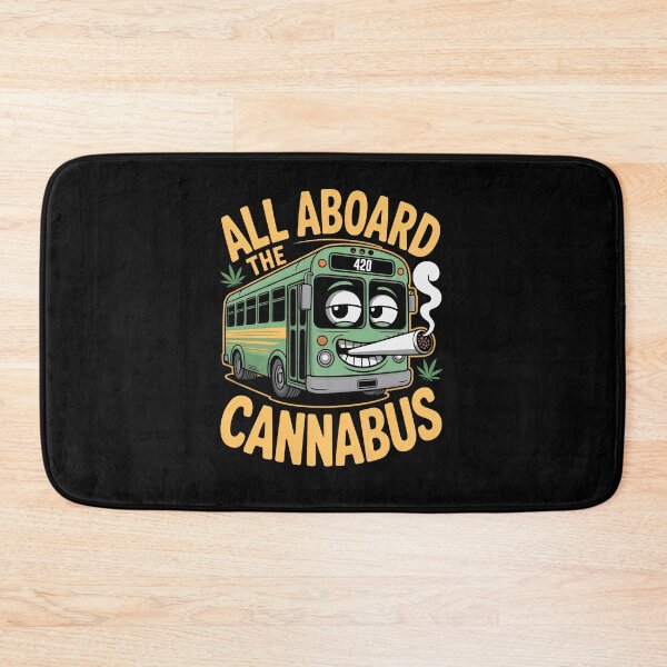 Item preview, All Aboard The Cannabus Funny Weed Bus Stoner Cartoon Joke designed and sold by Say It With Ink.