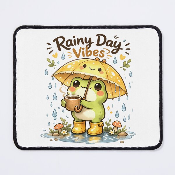 Item preview, Cute Frog Under Umbrella Drinking Coffee – Rainy Day Fantasy Frog Aesthetic Sticker designed and sold by Ortegan90.
