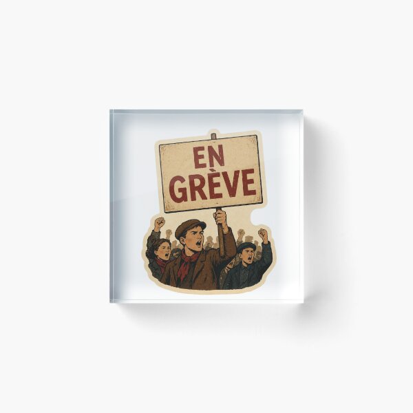 Item preview, Vintage French Strike Sticker – “EN GRÈVE” Protest Placard Retro Style designed and sold by Voici.