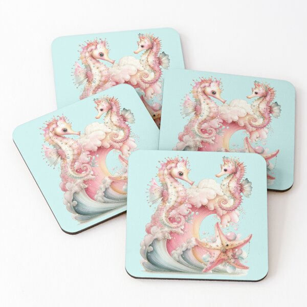 Item preview, Adorable Pastel Seahorses in Ocean Dream designed and sold by Szpaku desart .