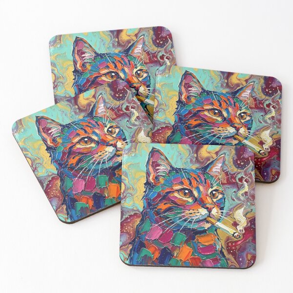 Item preview, Cat Smoking a Cigarette Funny Illustrated Art designed and sold by GymTanLaundry.