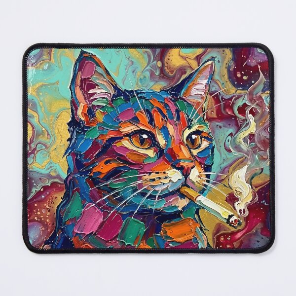 Item preview, Cat Smoking a Cigarette Funny Illustrated Art designed and sold by GymTanLaundry.