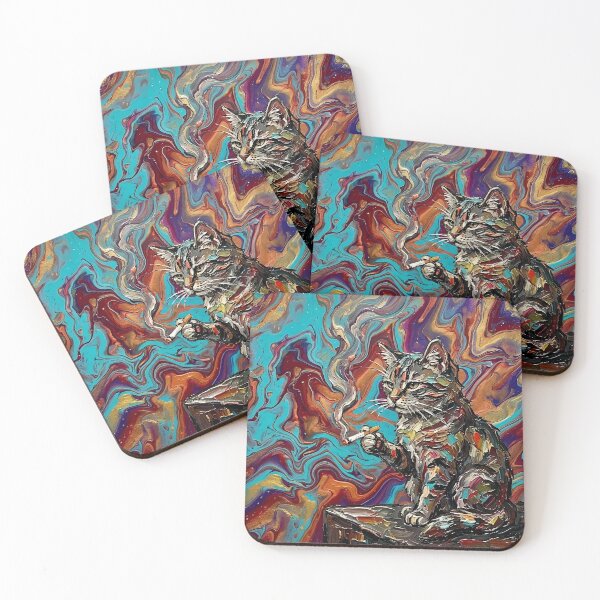 Item preview, Cat Smoking a Cigarette Funny Illustrated Art designed and sold by GymTanLaundry.