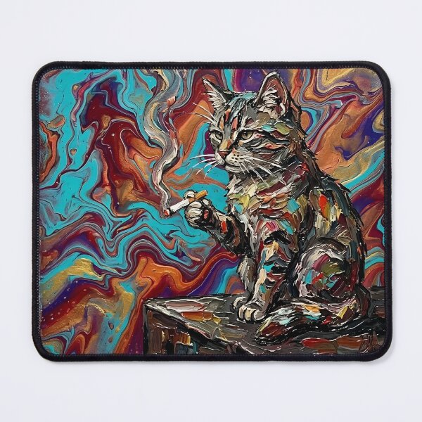Item preview, Cat Smoking a Cigarette Funny Illustrated Art designed and sold by GymTanLaundry.