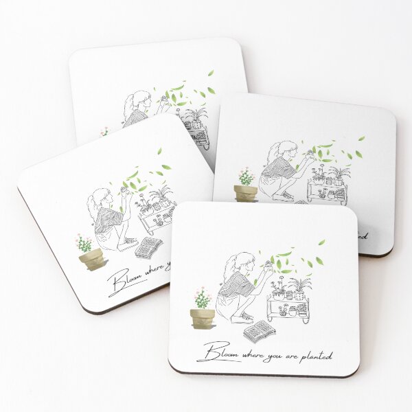Item preview,  Bloom Where You Are Planted – Cozy Plant Lover & Reader Art- Nature lover Line Art designed and sold by EarthScience.