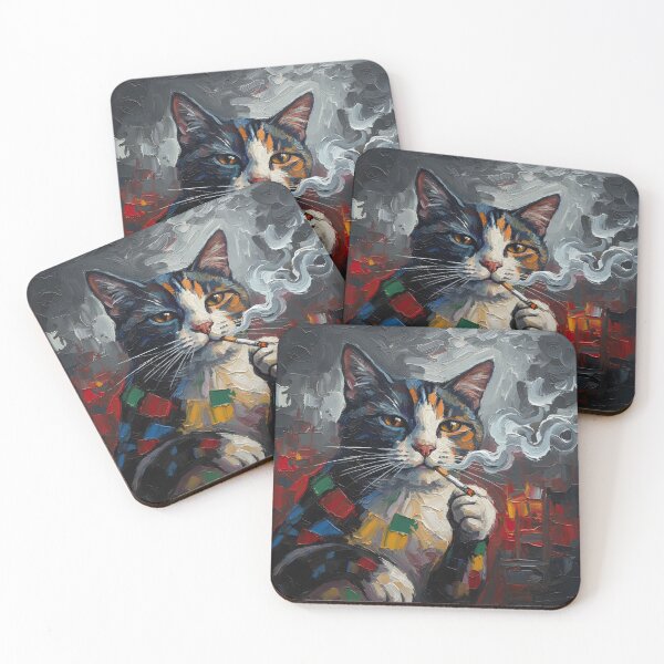 Item preview, Cat Smoking a Cigarette Funny Illustrated Art designed and sold by GymTanLaundry.