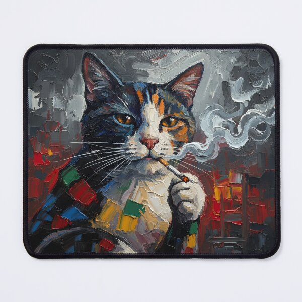 Item preview, Cat Smoking a Cigarette Funny Illustrated Art designed and sold by GymTanLaundry.